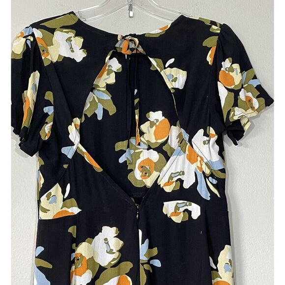 Rue Stiic Carter Split Floral Print Dress Size XS Open Back Midi Marigold Slit - Picture 4 of 8